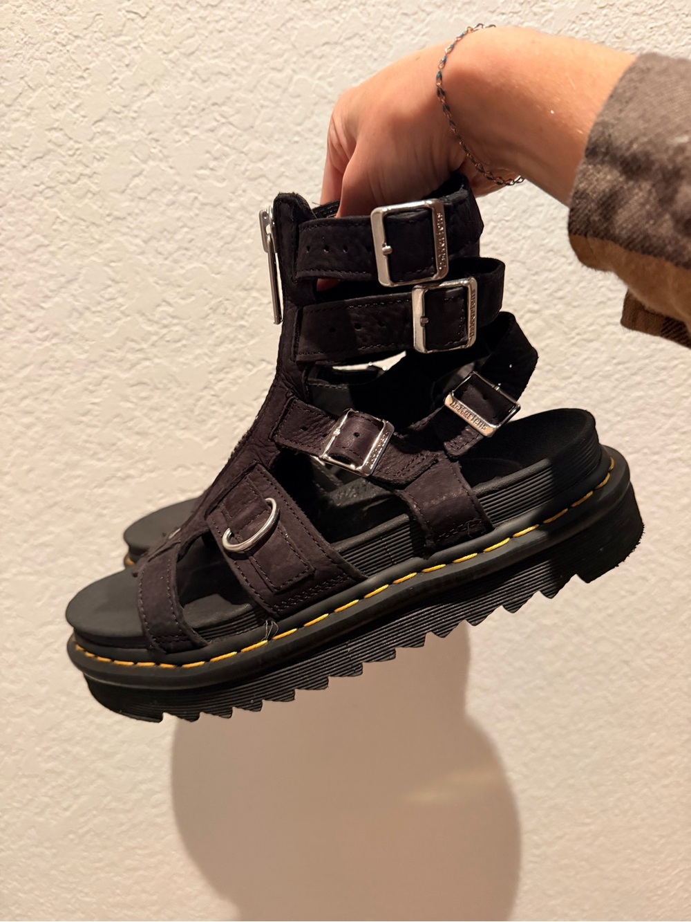 Dr. Martens Black Gladiator Platform Sandals with Buckle Straps - Picture 11 of 15